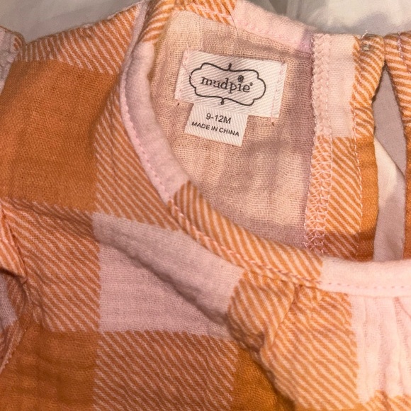MUD PIE ORANGE PLAID BODYSUIT & HEADBAND SET• SIZE 9-12 MONTHS - Picture 5 of 8
